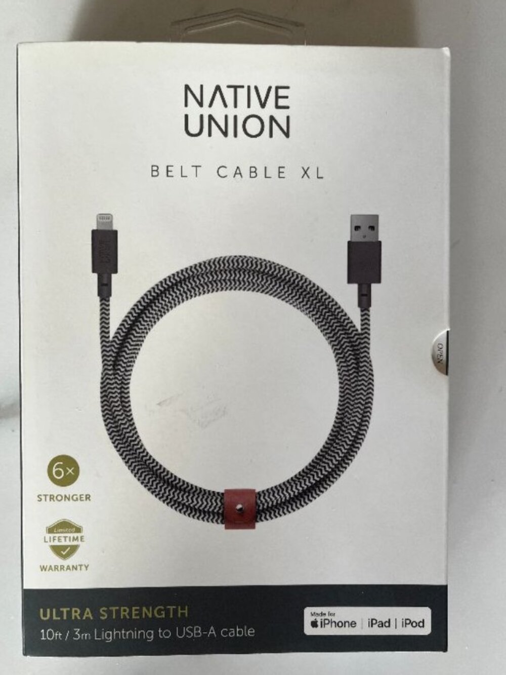 New Unopened Native Union 10 FT. Belt Cable for iPhone, iPad & iPod